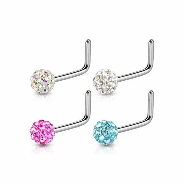 Set van 4 neus stud piercings van 316L chirurgisch staal met Ferido balletje - Afbeelding 2