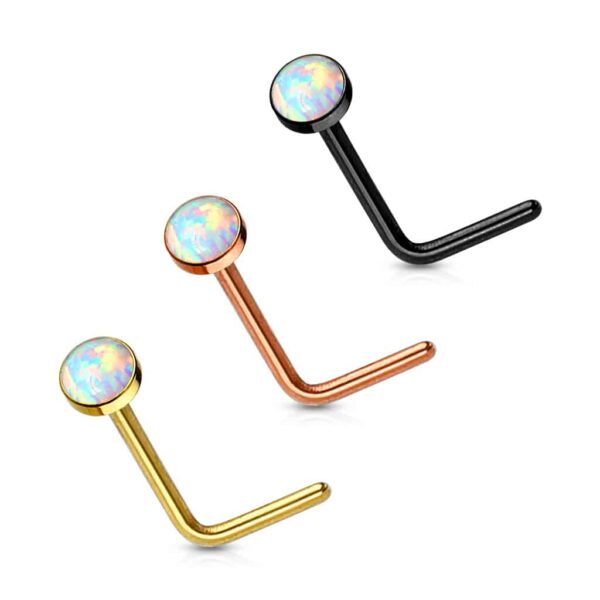 Set van 3 neus stud piercings met opaal steentje - Afbeelding 2