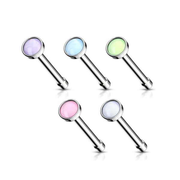 Set van 5 Neus bone piercings met heldere steen van 316L chirurgisch staal - Afbeelding 2