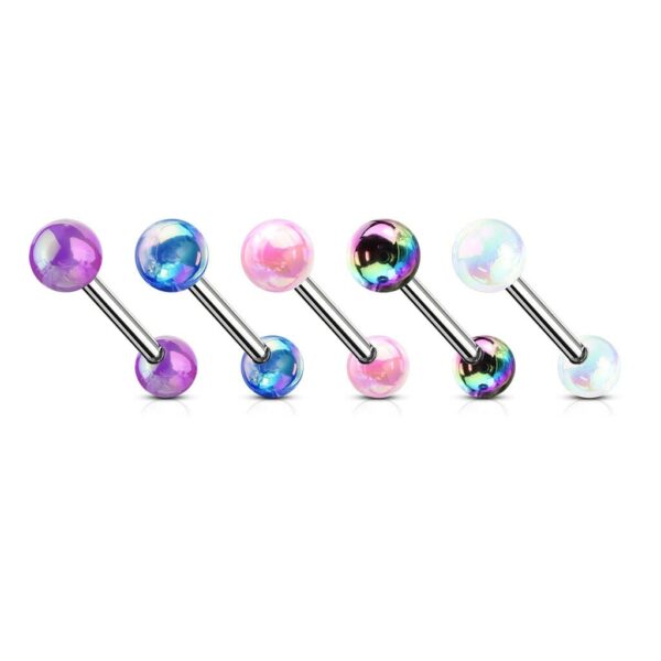 Barbell met balletjes in kleur met olie look - Afbeelding 2