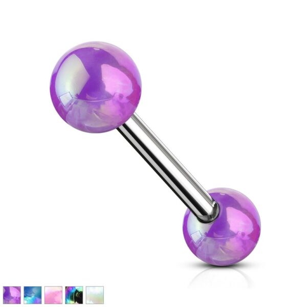 Barbell met balletjes in kleur met olie look