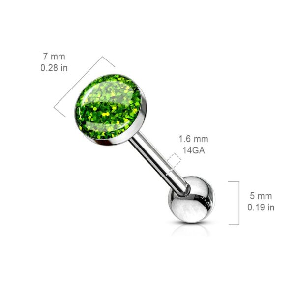 Barbell met Epoxy glitterbal in verschillende kleuren - Afbeelding 2