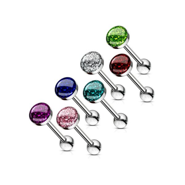Barbell met Epoxy glitterbal in verschillende kleuren - Afbeelding 3