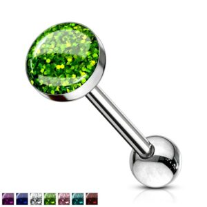 Barbell met Epoxy glitterbal in verschillende kleuren