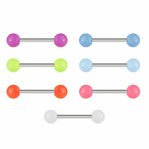 Barbell met gekleurede glow In the dark bal - Afbeelding 2