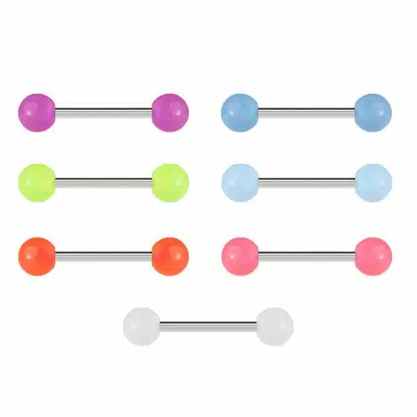Barbell met gekleurede glow In the dark bal - Afbeelding 2