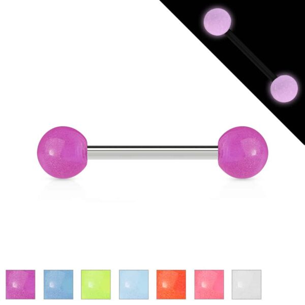 Barbell met gekleurede glow In the dark bal