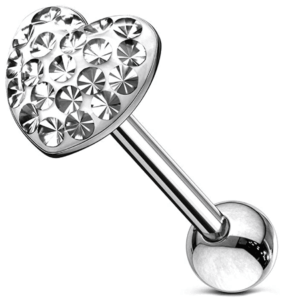 Barbell met hart-top gelegd met steentjes