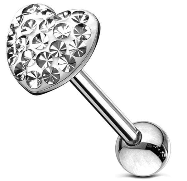 Barbell met hart-top gelegd met steentjes