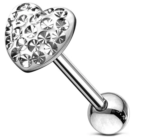 Barbell met hart-top gelegd met steentjes
