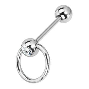 Barbell met heldere steen en ring