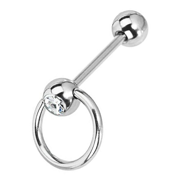 Barbell met heldere steen en ring