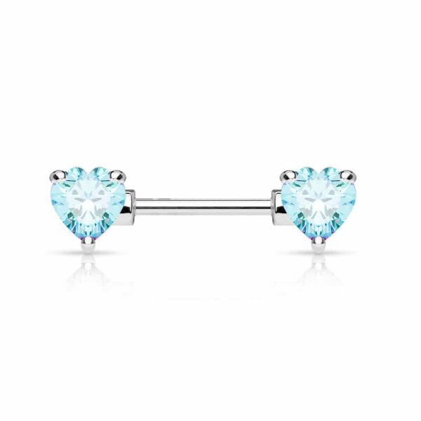 Barbell tepelpiercing hartjes stenen in kleur - Afbeelding 5