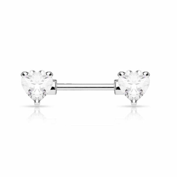 Barbell tepelpiercing hartjes stenen in kleur - Afbeelding 2