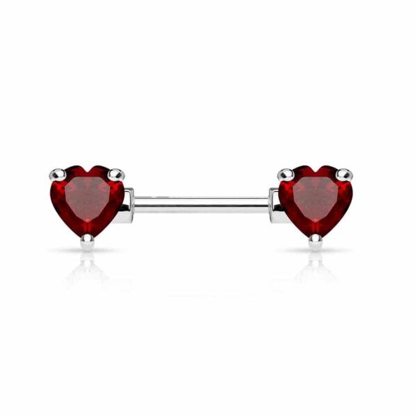 Barbell tepelpiercing hartjes stenen in kleur - Afbeelding 6