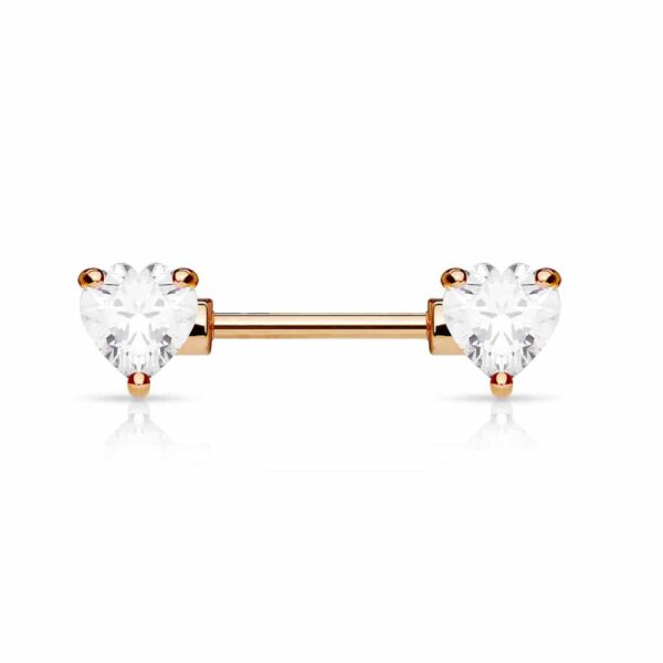 Barbell tepelpiercing hartjes stenen in kleur - Afbeelding 7