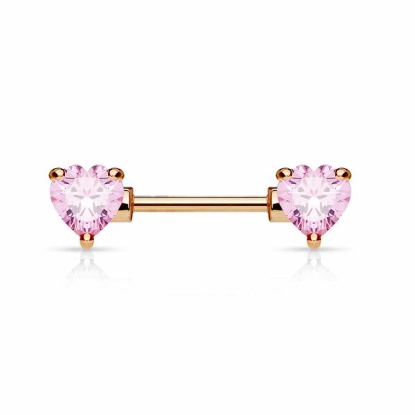 Barbell tepelpiercing hartjes stenen in kleur - Afbeelding 16