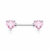 Barbell tepelpiercing hartjes stenen in kleur - Afbeelding 4