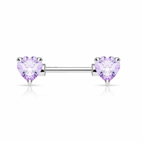 Barbell tepelpiercing hartjes stenen in kleur - Afbeelding 9
