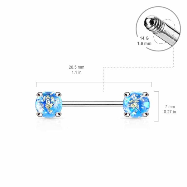Barbell tepelpiercing met lava glitter balletjes - Afbeelding 3