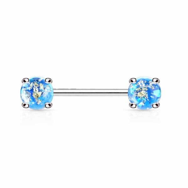 Barbell tepelpiercing met lava glitter balletjes - Afbeelding 10