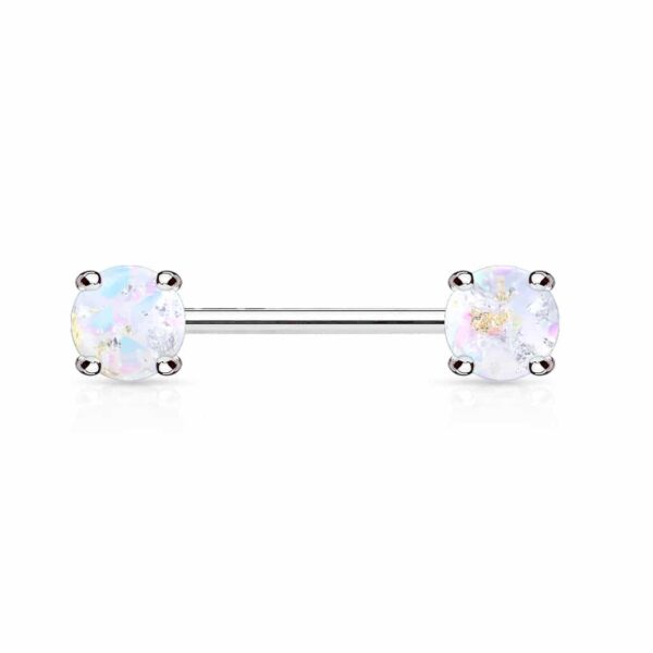 Barbell tepelpiercing met lava glitter balletjes - Afbeelding 7