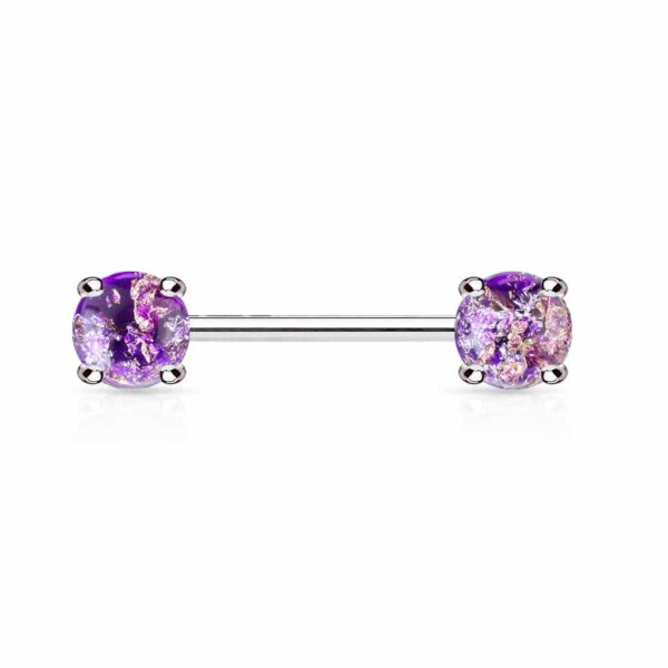 Barbell tepelpiercing met lava glitter balletjes - Afbeelding 6