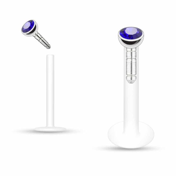 Bioflex labret met kliksysteem met kristal - Afbeelding 4