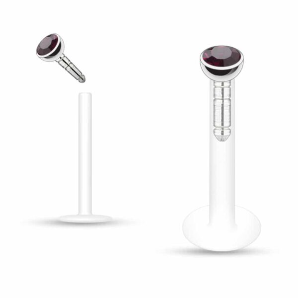 Bioflex labret met kliksysteem met kristal - Afbeelding 2