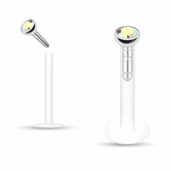 Bioflex labret met kliksysteem met kristal - Afbeelding 3