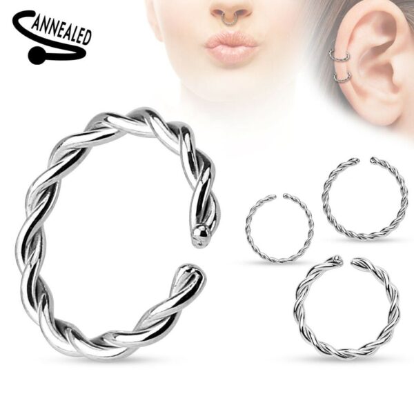 Gedraaide piercing ring van staal
