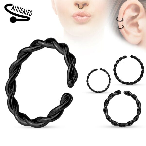 Gedraaide piercing ring van staal in verschillende kleuren - Afbeelding 3