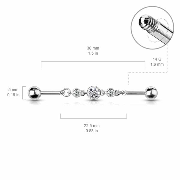 Industrial barbel met 3 ronde stenen - Afbeelding 2