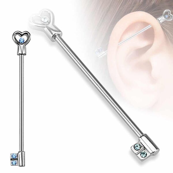 Industrial piercing in de vorm van een sleutel met hartje - Afbeelding 5