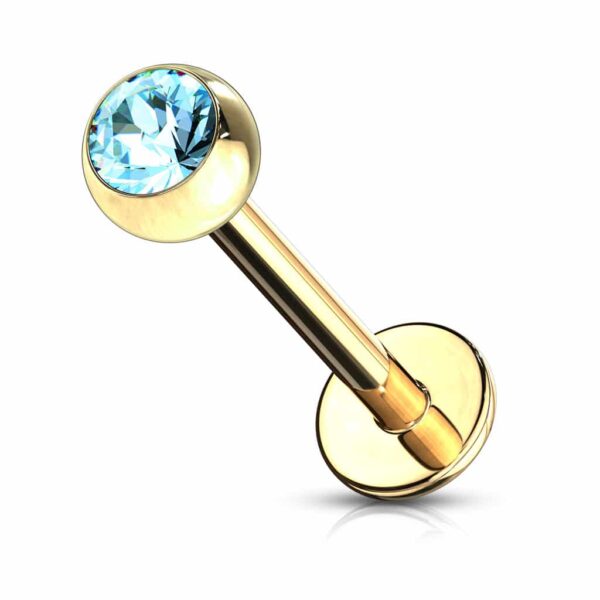 Labret goudkleurig verguld met kristal - Afbeelding 15