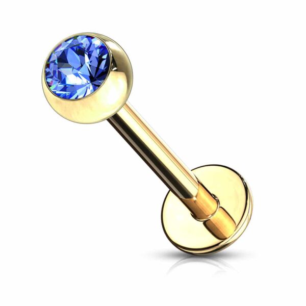 Labret goudkleurig verguld met kristal - Afbeelding 9
