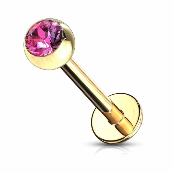 Labret goudkleurig verguld met kristal - Afbeelding 11