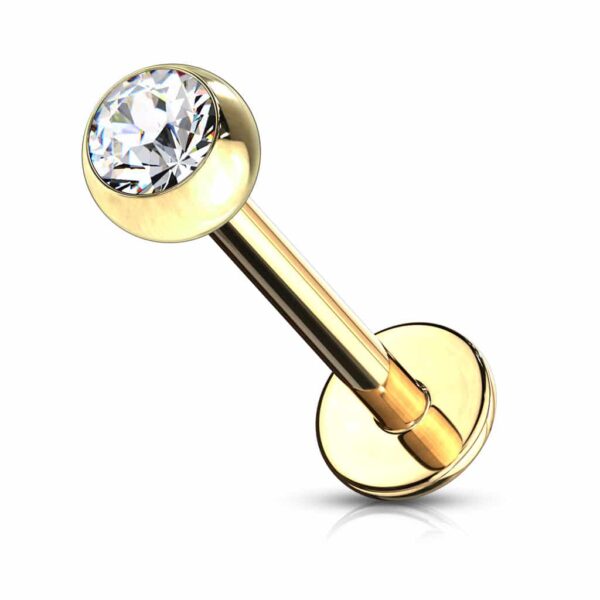 Labret goudkleurig verguld met kristal - Afbeelding 4