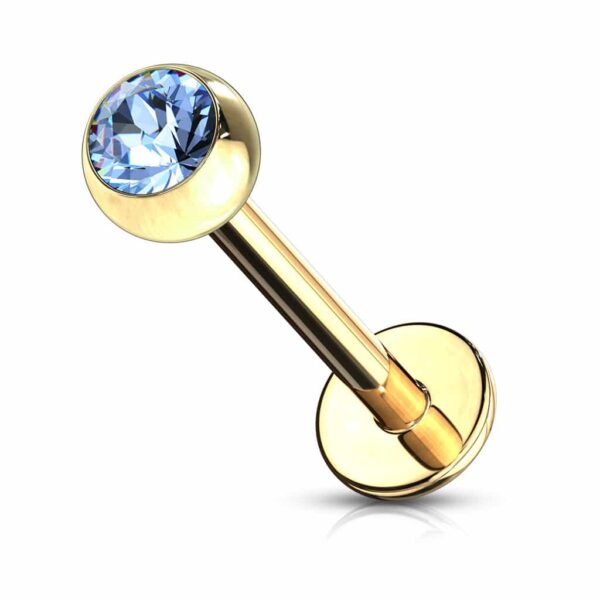 Labret goudkleurig verguld met kristal - Afbeelding 13