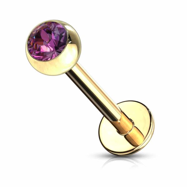 Labret goudkleurig verguld met kristal - Afbeelding 7