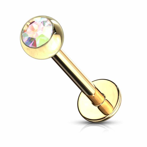 Labret goudkleurig verguld met kristal - Afbeelding 8