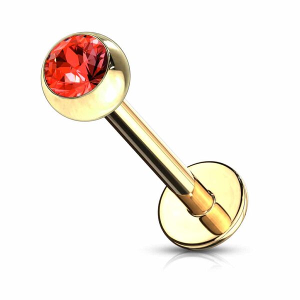 Labret goudkleurig verguld met kristal - Afbeelding 16
