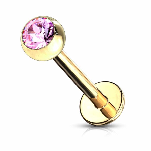 Labret goudkleurig verguld met kristal - Afbeelding 14