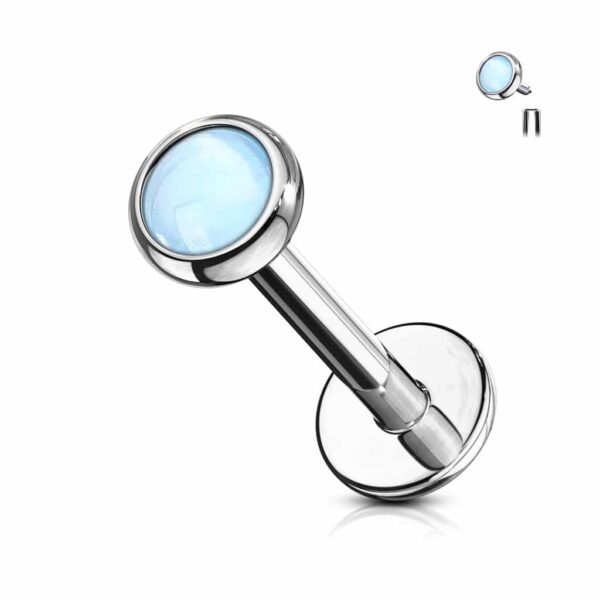 Labret intern geschroefd met platte opaal steen - Afbeelding 15