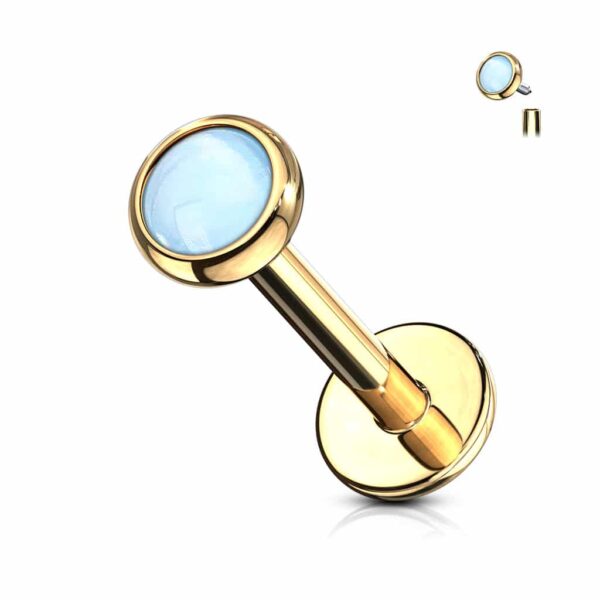 Labret intern geschroefd met platte opaal steen - Afbeelding 17
