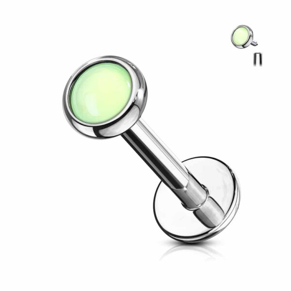 Labret intern geschroefd met platte opaal steen - Afbeelding 8