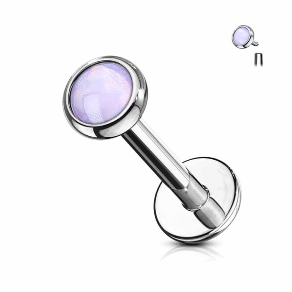 Labret intern geschroefd met platte opaal steen - Afbeelding 14