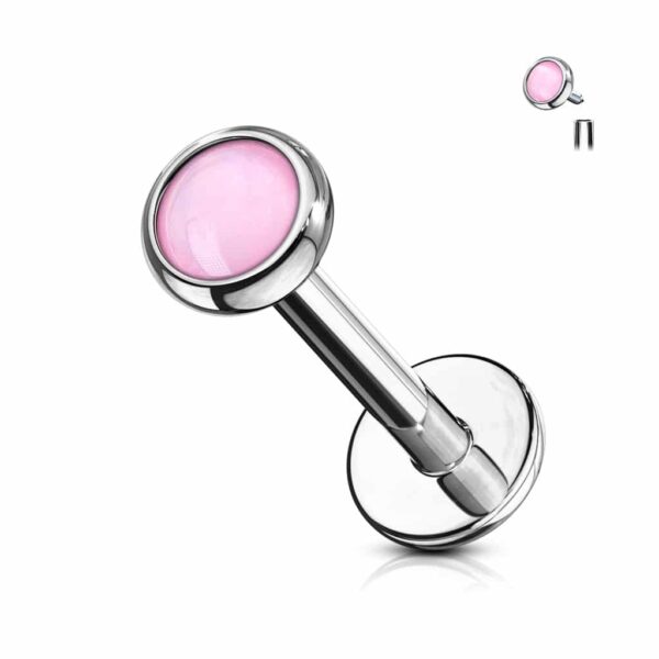 Labret intern geschroefd met platte opaal steen - Afbeelding 19