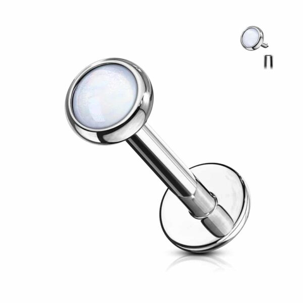 Labret intern geschroefd met platte opaal steen - Afbeelding 21