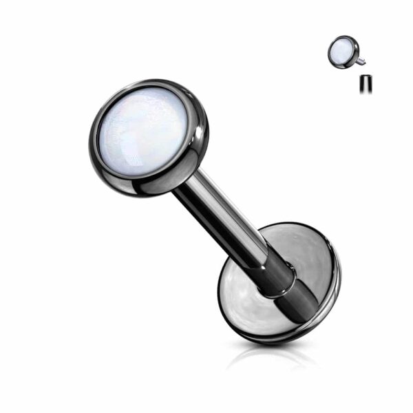 Labret intern geschroefd met platte opaal steen - Afbeelding 18